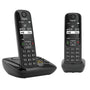 Gigaset AS690A Duo DECT Telefon Set mit AB Schwarz. Schwarzes schnurloses Telefon-Set mit 2 Mobilteilen und Basis für DECT-Telefonie inkl. AB.