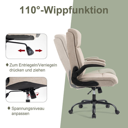 CASTLOVE Ergonomischer Bürostuhl - Stoff Beige 150kg