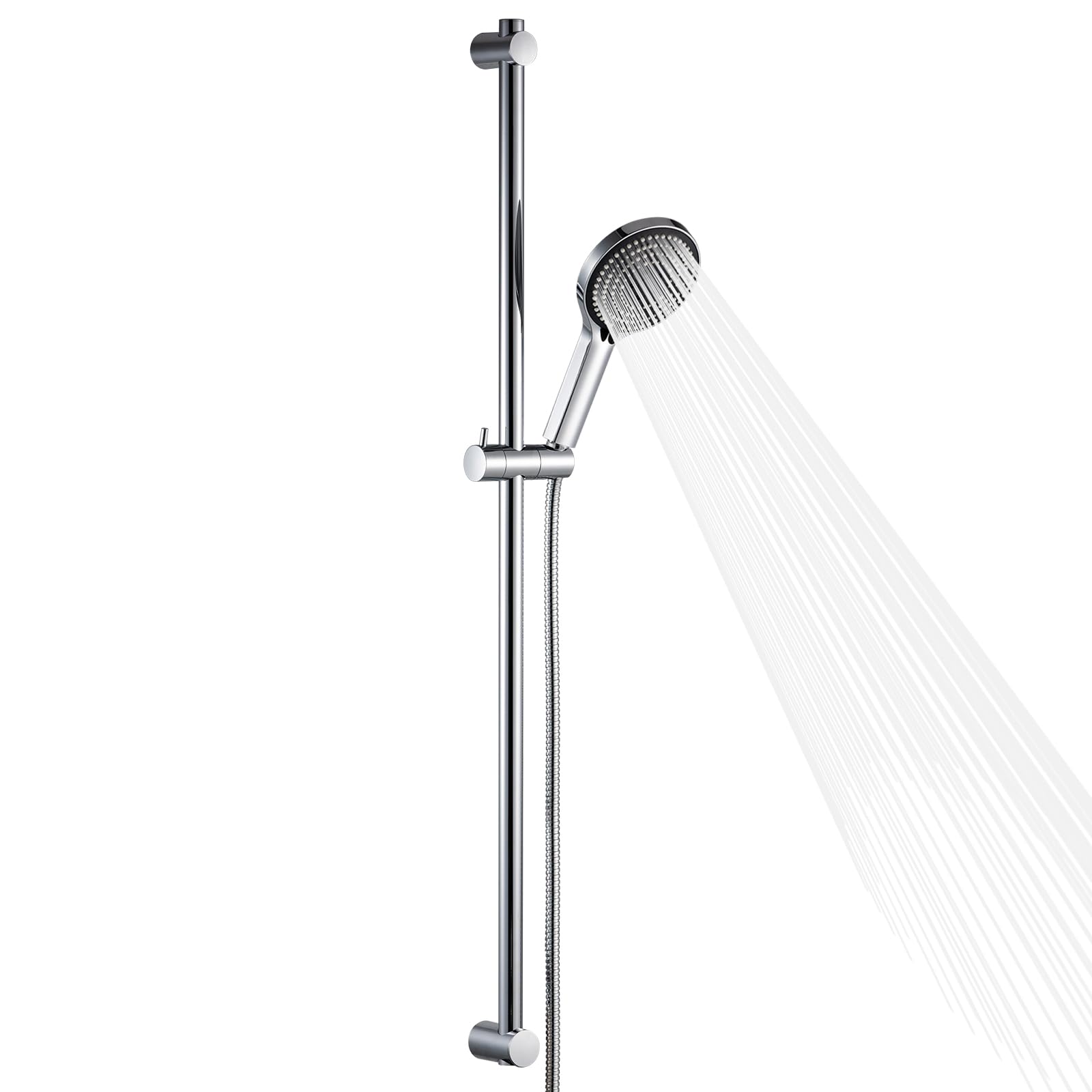 OFFO Duschstangen-Set mit Handbrause 100cm - Chrom. Verchromte, vertikale Duschstange mit Handbrause für komfortables Duschen in Duschkabinen.