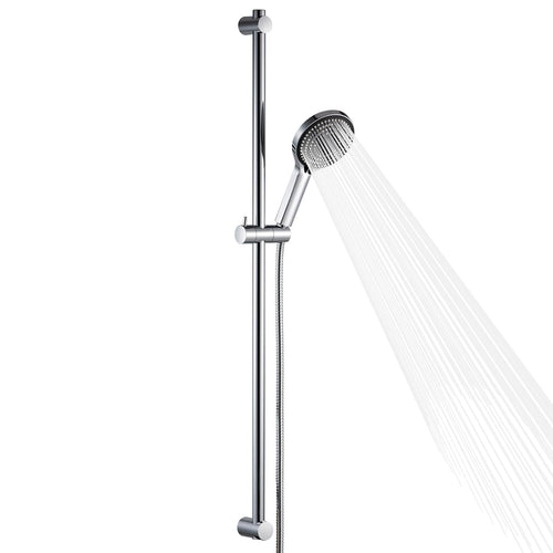 OFFO Duschstangen-Set mit Handbrause 100cm - Chrom. Verchromte, vertikale Duschstange mit Handbrause für komfortables Duschen in Duschkabinen.