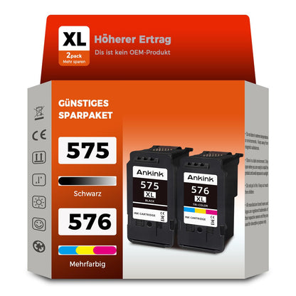 ANKINK Tintenpatronen ersetzen Canon PG-575XL CL-576XL, 2er-Pack in Schwarz und Farbe
