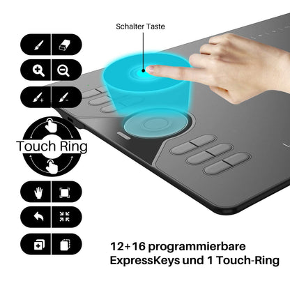 HUION HS610 Grafiktablett – Arbeitsfläche 25.4 x 15.8 cm
