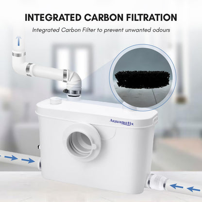 Aquamatix Hebeanlage 400W Sanitäre Abwasserpumpe 3 Einlässe, 6.5m