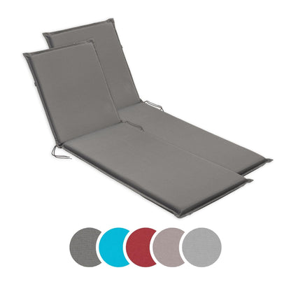 sleepling Liegenauflage 2er Set für Gartenliege, 190x58 cm, anthrazit – Polsterauflagen mit Befestigungsbändern