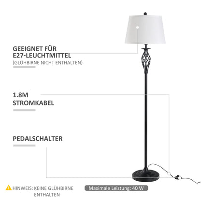 HOMCOM 3er Lampen Set Vintage – 2 Tisch-, 1 Stehlampe Schwarz Weiss