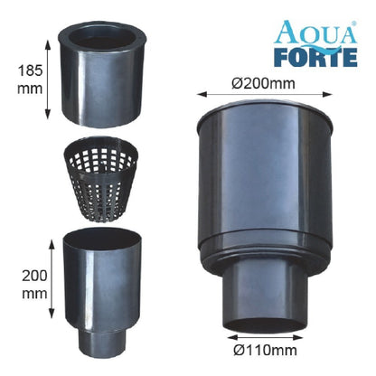 AquaForte Schwimmender Skimmer mit Korb, Ø 200 x 110 mm, schwarz