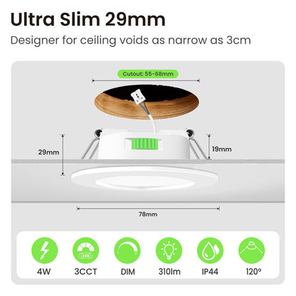 ALUSSO LED Einbaustrahler 12er Set dimmbar 3000K-6500K IP44 weiss