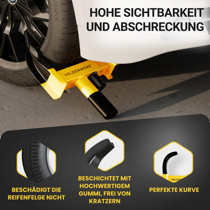 HELDENWERK Parkkralle Radkralle mit Hochsicherheitsschloss, 18-30 cm