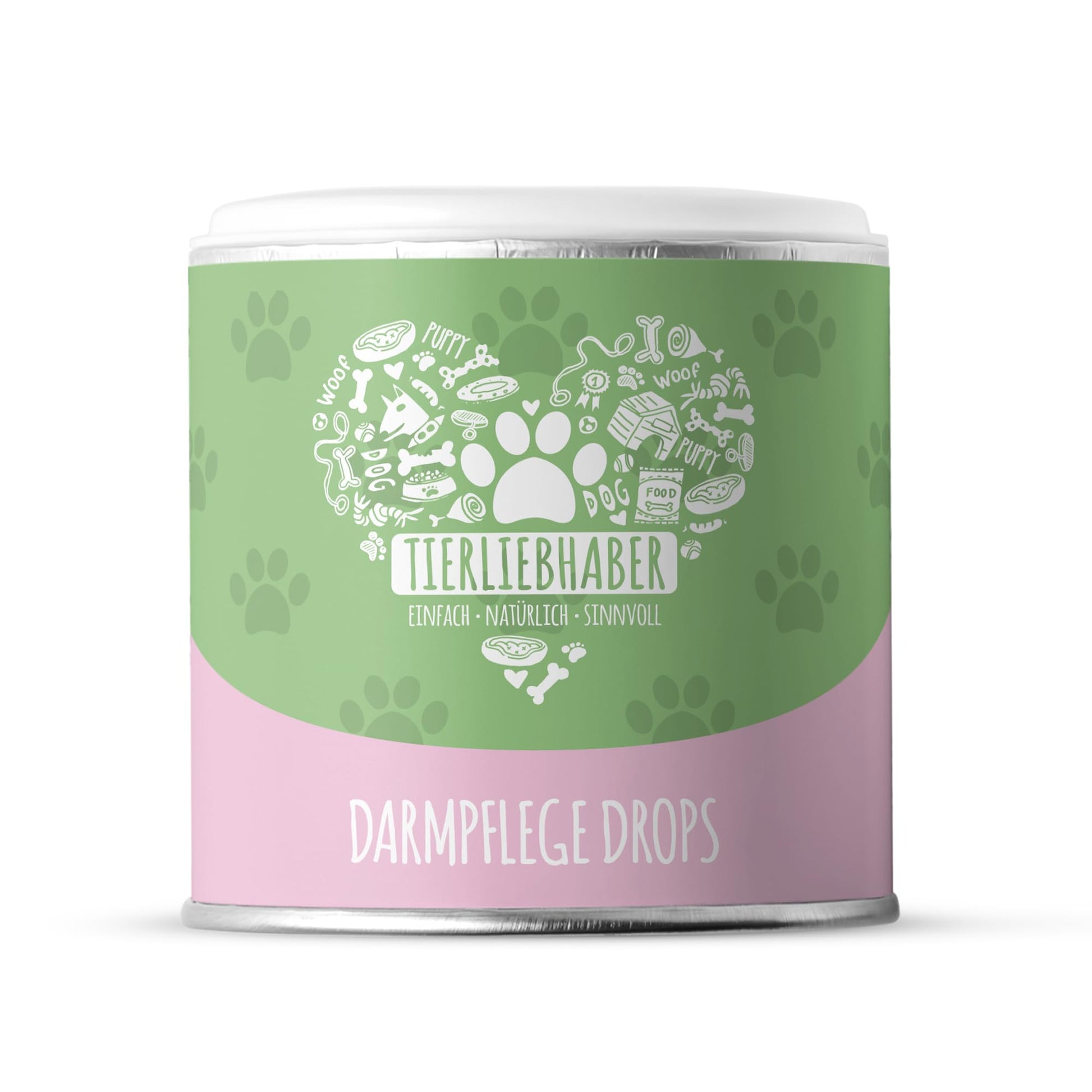 TIERLIEBHABER Darmpflege Drops für Hunde, 350 g (ca. 115 Stück) – Dose mit natürlichen Leckerli-Drops