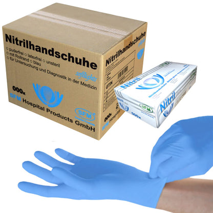SFM SOFTLIGHTS Nitrilhandschuhe M, hellblau, puderfrei, 1000 Stück – Einweghandschuhe aus Nitril mit Fingertextur