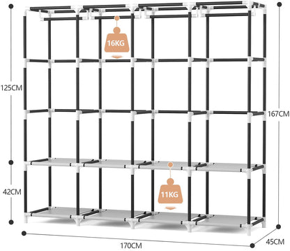 Vicye Faltschrank Stoffschrank mit Abdeckung, 170x45x167 cm, schwarz
