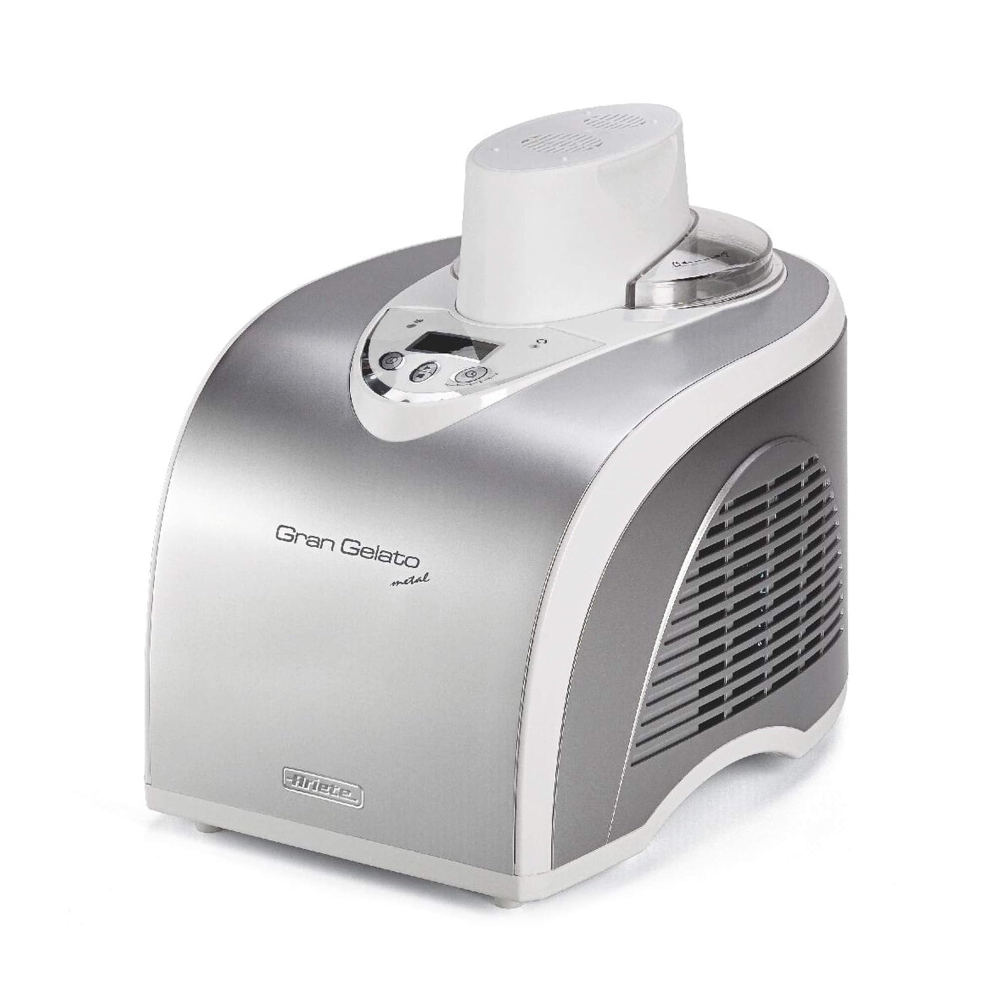 Ariete Gran Gelato 693 Kompressor-Eismaschine 1L, Silber. Eine selbstkühlende Maschine zum Zubereiten von Eiscreme und Sorbet.