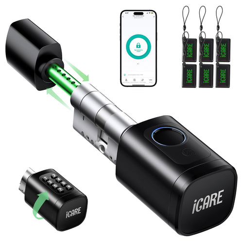 Elektronisches Türschloss Fingerabdruck Haustür – verstellbar 60-90mm. Silberfarben. Sichert Haustüren per Fingerabdruck.