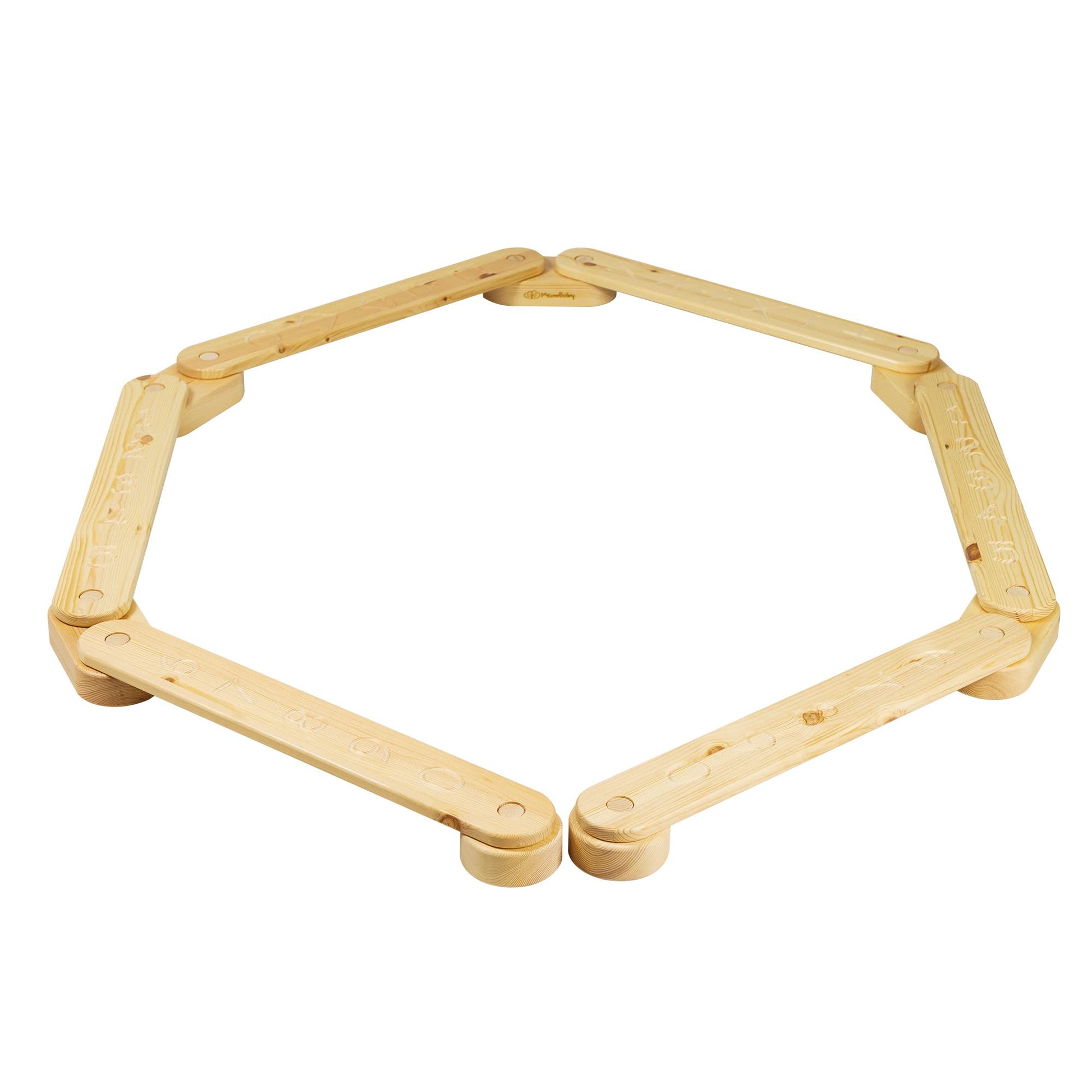 MEOWBABY Balancierbalken Balancierset Kinder indoor – Natur. Modulare Holzelemente in Naturfarbe für Indoor-Balance-Parcours für Kinder.