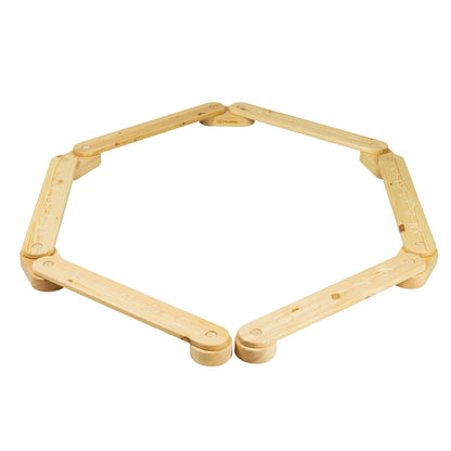MEOWBABY Balancierbalken Balancierset Kinder indoor – Natur. Modulare Holzelemente in Naturfarbe für Indoor-Balance-Parcours für Kinder.