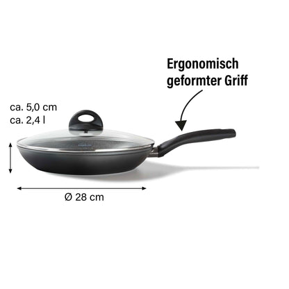 STONELINE Ceramic Bratpfanne 28 cm mit Glasdeckel, PFAS-frei
