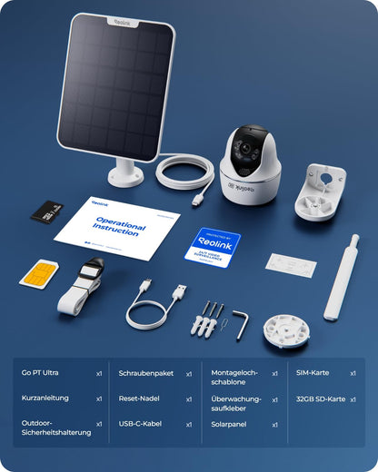 Reolink Go PT Ultra 4K 4G LTE Überwachungskamera mit Solarpanel