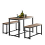 SoBuy OGT25-N Essgruppe – 3-teilig, Holztisch mit 2 Bänken. Rechteckiger Holztisch mit zwei passenden Holz-Sitzbänken zum gemeinsamen Speisen oder Arbeiten.