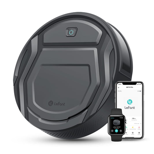 LEFANT M210PG Saugroboter, rund, grau. Reinigt Böden autonom mit 2200 Pa Saugkraft, ideal für Tierhaare. WLAN & Alexa-Steuerung.