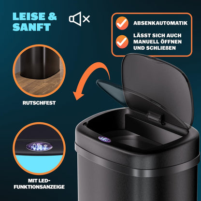 Monzana Sensor Mülleimer Küche 58L Automatik Schwarz