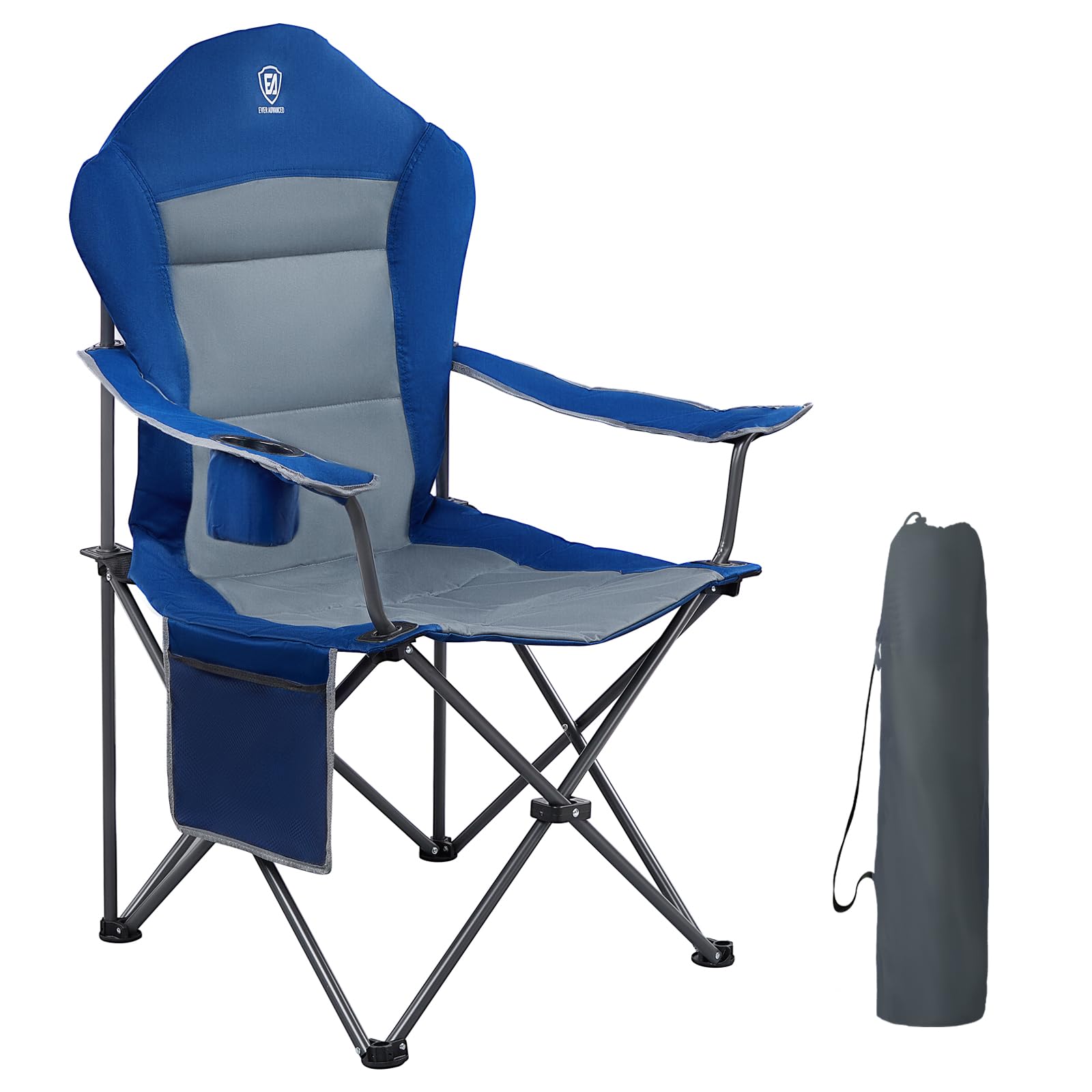 EVER ADVANCED Campingstuhl faltbar, bis 160 kg belastbar, FC-99806 mit hoher Rückenlehne und Getränkehalter