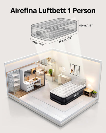 Airefina Luftbett Gästebett mit Pumpe – 1 Person, 99x190cm