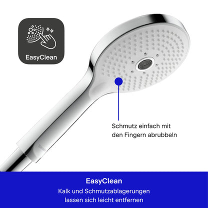 Duravit Duschsystem, Shower System mit 3 Strahlarten (Rain, Pulse, Mono), Kopfbrause im Winkel verstellbar, Duschset reinigungsfreundlich, Duschsystem mit Thermostat, Chrom/Weiß