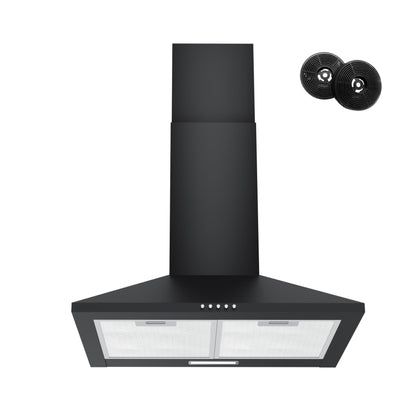 FIREGAS Dunstabzugshaube Wandmontage Pyramide 60cm - Schwarz. Entfernt Kochdünste über dem Kochfeld.