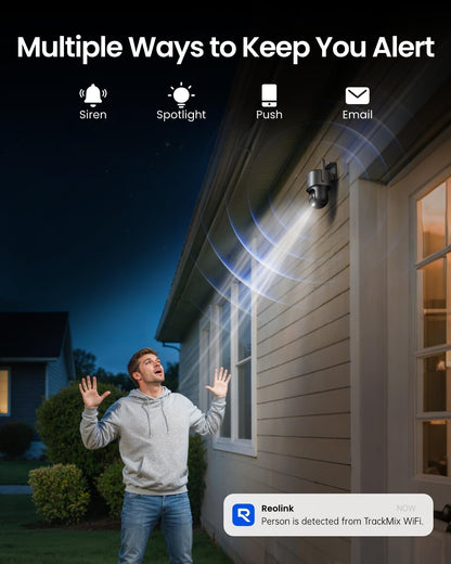 Reolink TrackMix WiFi 4K PTZ Überwachungskamera aussen, Grau