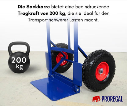 PROREGAL Sackkarre Odin 200kg Vollgummireifen klappbar – Blau