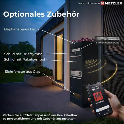 Metzler Bispo 2 Standbriefkasten Paketbox - Anthrazitgrau XXL