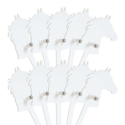 FOLDZILLA Steckenpferde Pappe weiss – 10er Set Hobbyhorse zum Bemalen