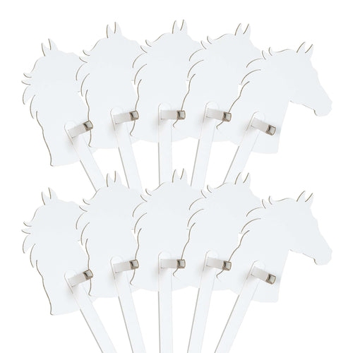 FOLDZILLA Steckenpferde Pappe weiss – 10er Set Hobbyhorse zum Bemalen