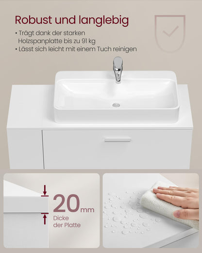 VASAGLE Waschbeckenunterschrank BBK502W01, 2 Schubladen, wolkenweiss
