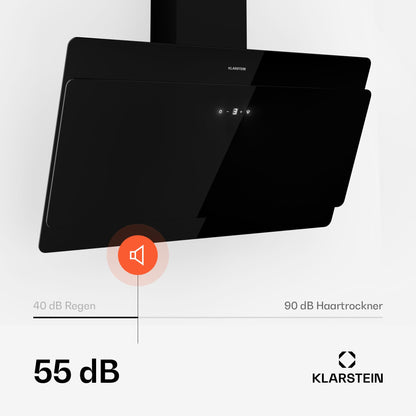 Klarstein Kopffrei Dunstabzugshaube 90 cm Schwarz – Abluft