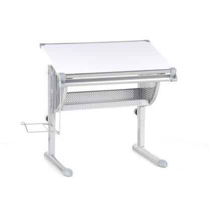 hjh OFFICE 705100 Kinderschreibtisch neigbar höhenverstellbar weiss/silber