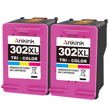 ANKINK Tintenpatronen als Ersatz für HP 302 XL, Tricolor, 2er-Pack
