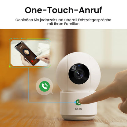 aosu 2K WLAN Überwachungskamera Innen – 360° Babyphone