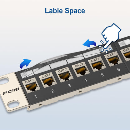 FGB 10Gbps 1U Keystone Patchpanel 24 Anschlüsse Cat7 RJ45 geschirmt