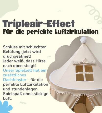 ALRITHO Spielzelt Kinder aus Silky Cotton, Warmbeige, 110x110x130 cm