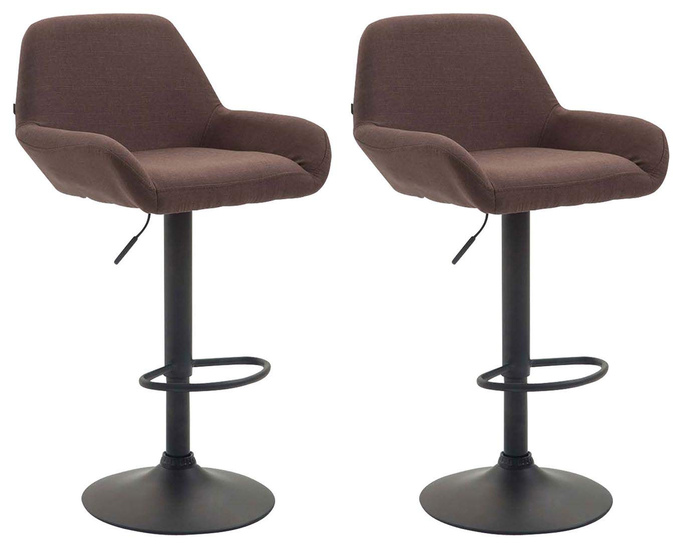 CLP Braga Barhocker 2er Set Stoff braun Gestell schwarz. Barhocker mit braunem Stoff und schwarzem Gestell für Theken.