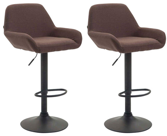 CLP Braga Barhocker 2er Set Stoff braun Gestell schwarz. Barhocker mit braunem Stoff und schwarzem Gestell für Theken.