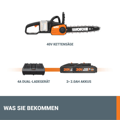 WORX WG384E Akku Kettensäge – 40V 35cm inkl. Akkus