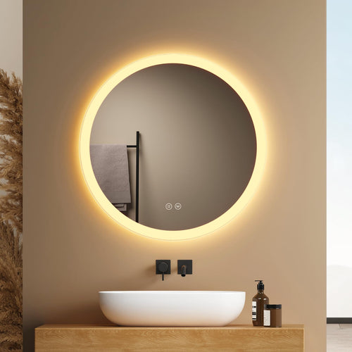 EMKE Badspiegel Rund 50cm – Dimmbare LED-Beleuchtung, Antibeschlag