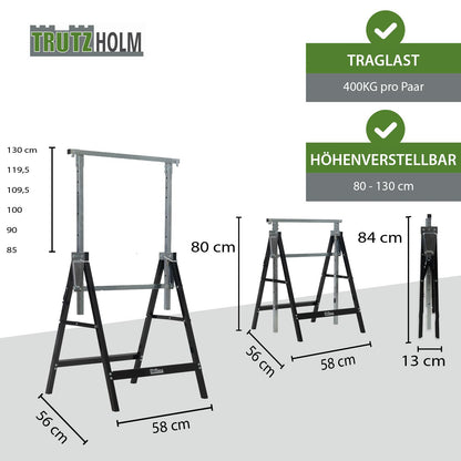 Baumarktplus Arbeitsbock 2er-Set höhenverstellbar 80-130 cm 400 kg