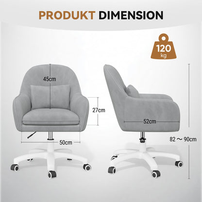 Aivermeil Homeoffice Bürostuhl Samt Drehstuhl - Grau