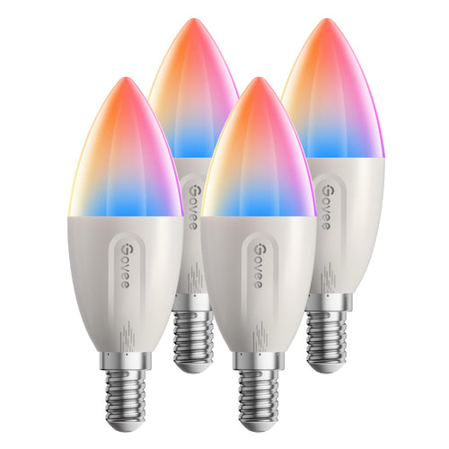 Govee H600C Smarte LED Glühbirne E14 RGBWW, dimmbar, 4er-Set – LED-Leuchtmittel für App- und Sprachsteuerung
