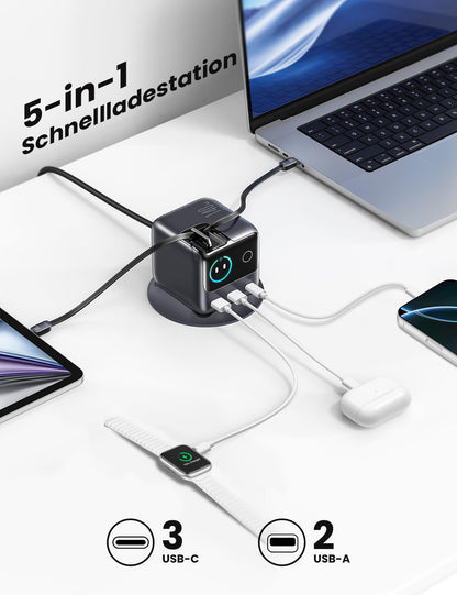 JOYROOM PODIX 140W GaN Ladestation mit 2 einziehbaren USB-C Kabeln