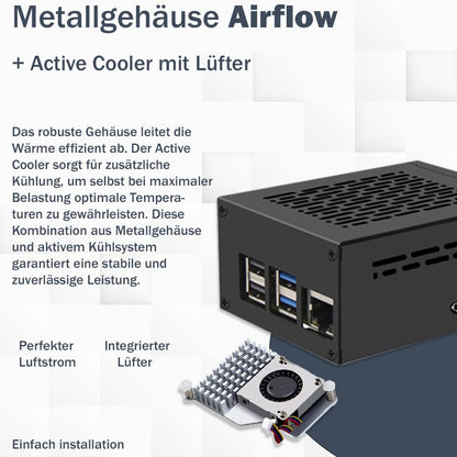 Raspberry Pi 5 16GB Kit – PCIe M.2 NVMe Metallgehäuse