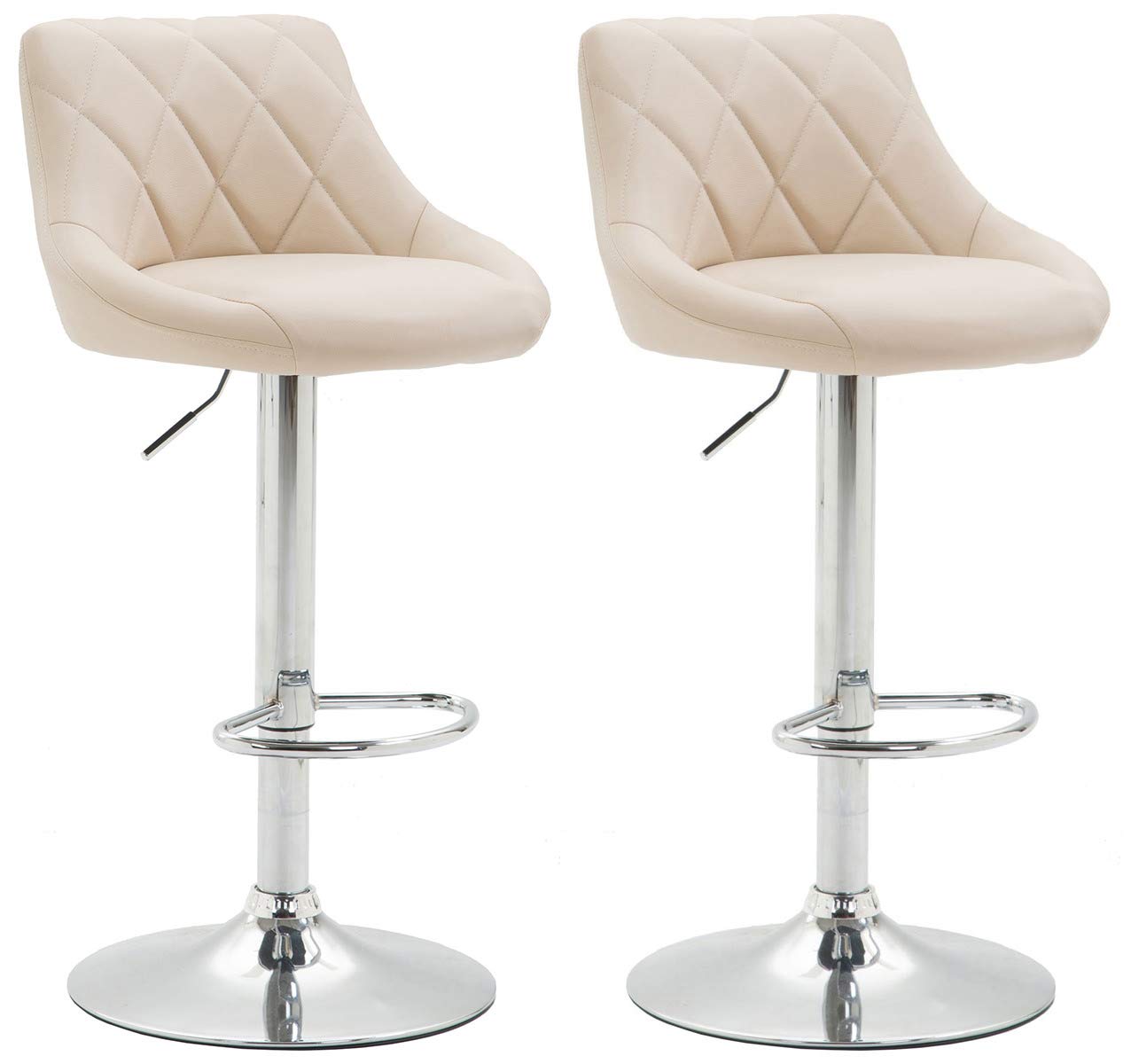 CLP Barhocker Lazio 2er Set Kunstlederbezug – Creme: Zwei cremefarbene Barhocker mit Kunstlederbezug, ideal für Bartresen und Stehtische.